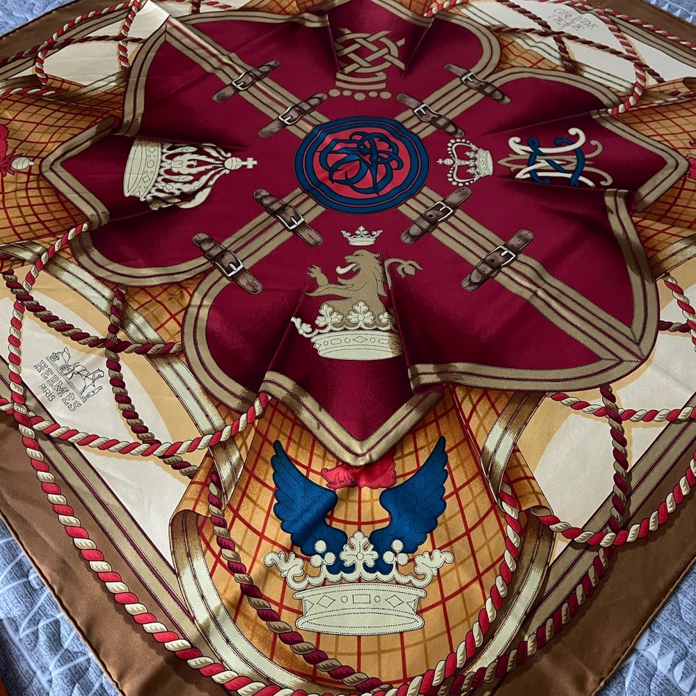 Hermes Gold and Red Silk Scarf - Picture 4 of 9